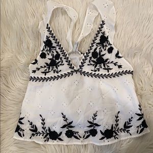 Zara embroidered racerback tank top xs